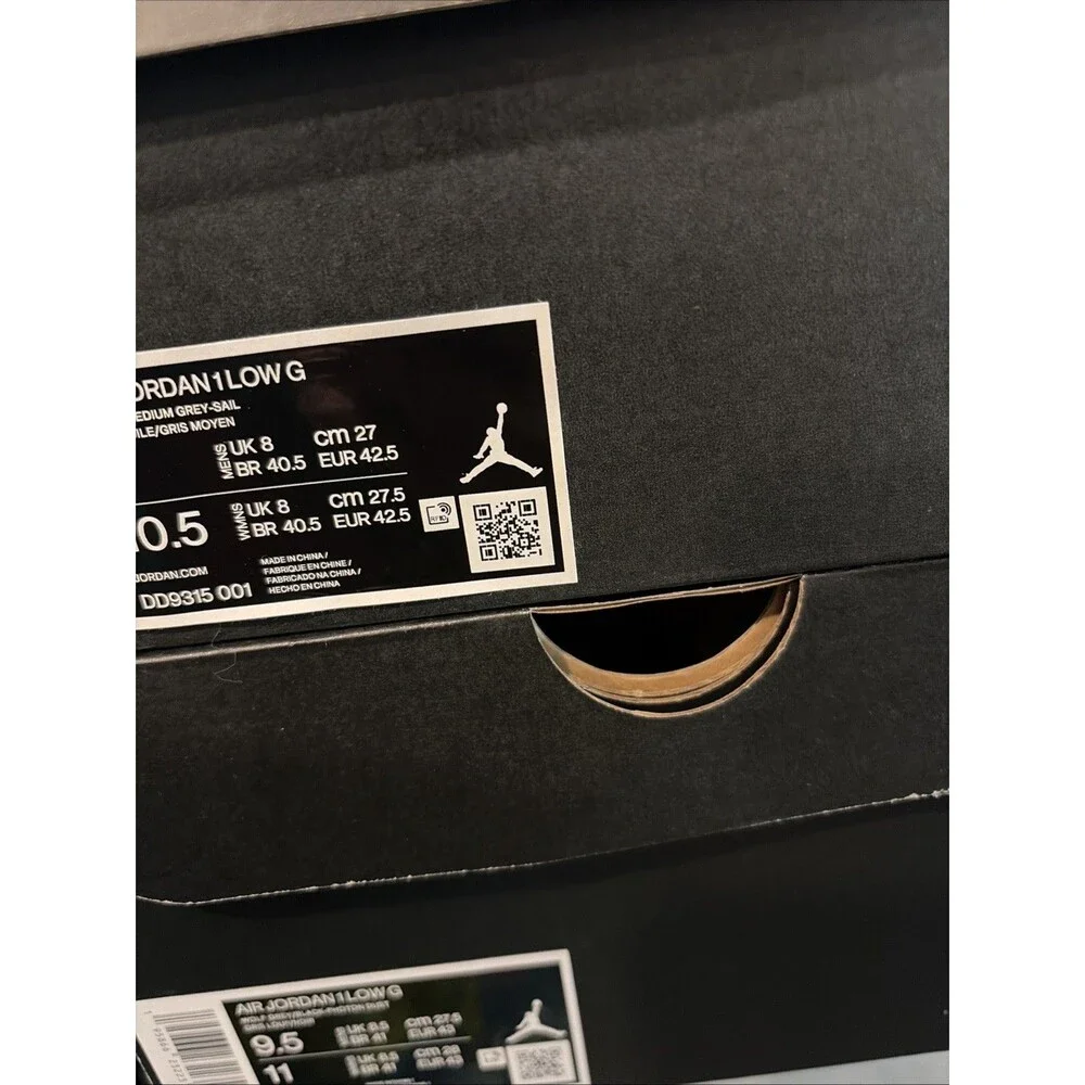 Nike Air Jordan 1 Low Golf Shoes BOX ONLY Sz 9 & 9.5 Shadow & Wolf Grey